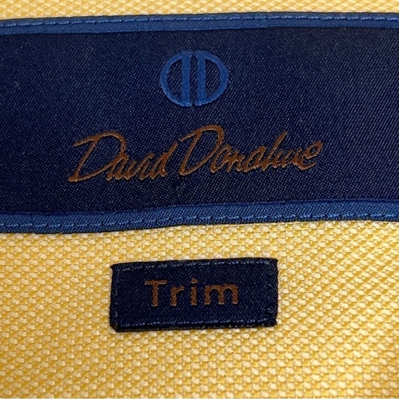 DAVID DONAHUE Yellow Long Sleeve Button Down Trim Men's Shirt Size 17.5/34-35 - Picture 12 of 16